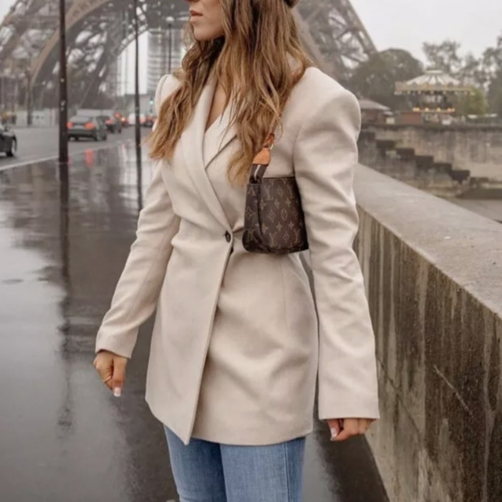 NWT Zara Women's Blazer Gathered Waist Jacket -Size M